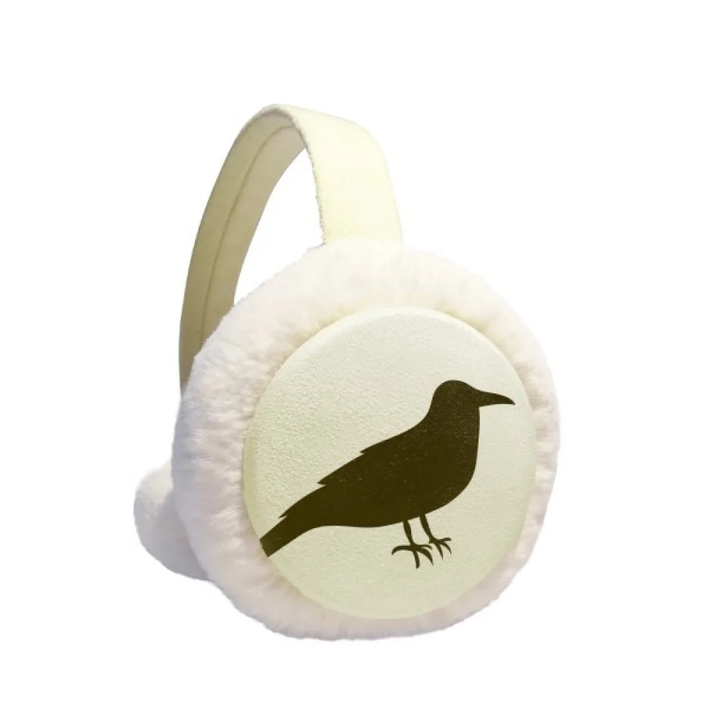 

Black Crow Cute Animal Portrayal Winter Ear Warmer Cable Knit Furry Fleece Earmuff Outdoor