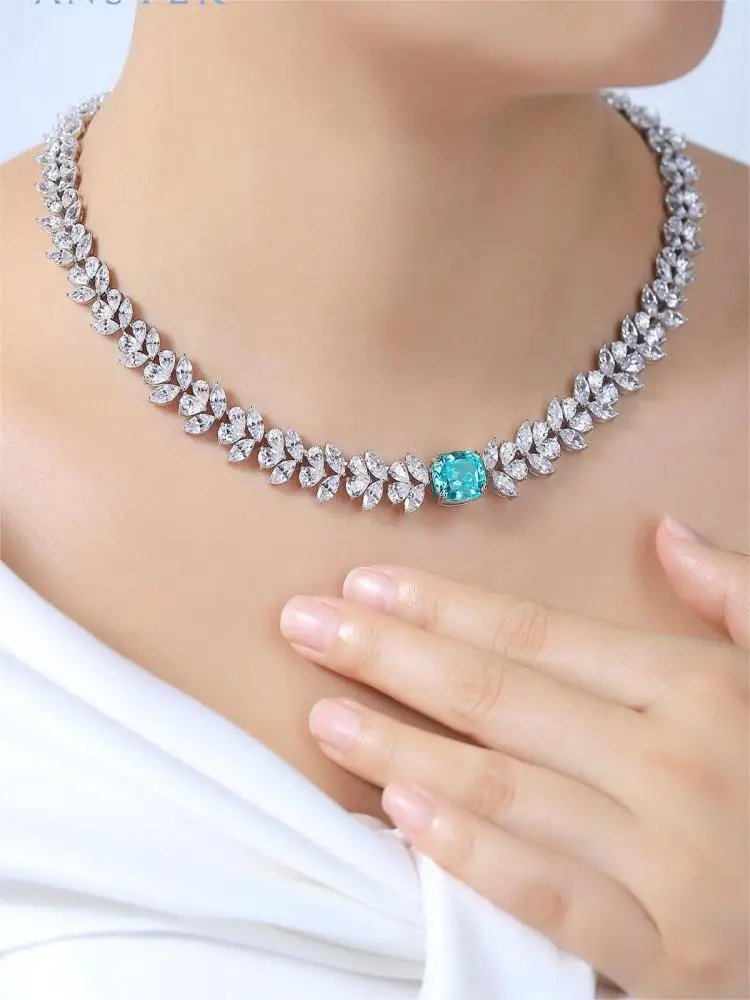 S627086692e07405d8965bf22e955eea7s Pirmiana Hot Sale 9.2ct Main Stone Lab Grown Paraiba Sapphire Classic Necklace S925 Silver Jewelry for Gift Wedding Women