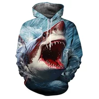 3D Printed Bloody Shark Hoodie For Men Marine Animal Pattern Long Sleeves Casual Sweatshirt Loose Pullover Hoodies Streetwear 1