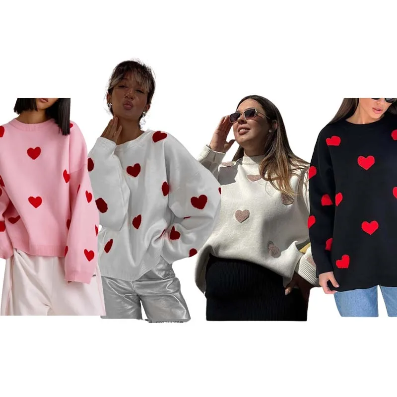 

Женский вязаный свитер с вышивкой, свободный свитер с круглым вырезом и длинными рукавами, Женский Повседневный модный свитер