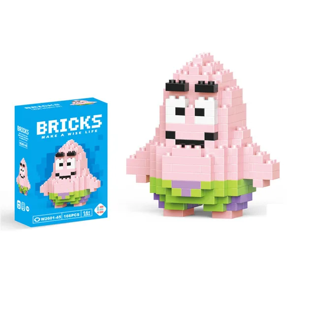 Disney Small Granular Building Model Toy Cartoon Character Stitch, SpongeBob Mini Block Toy Christmas Gift for Children 3