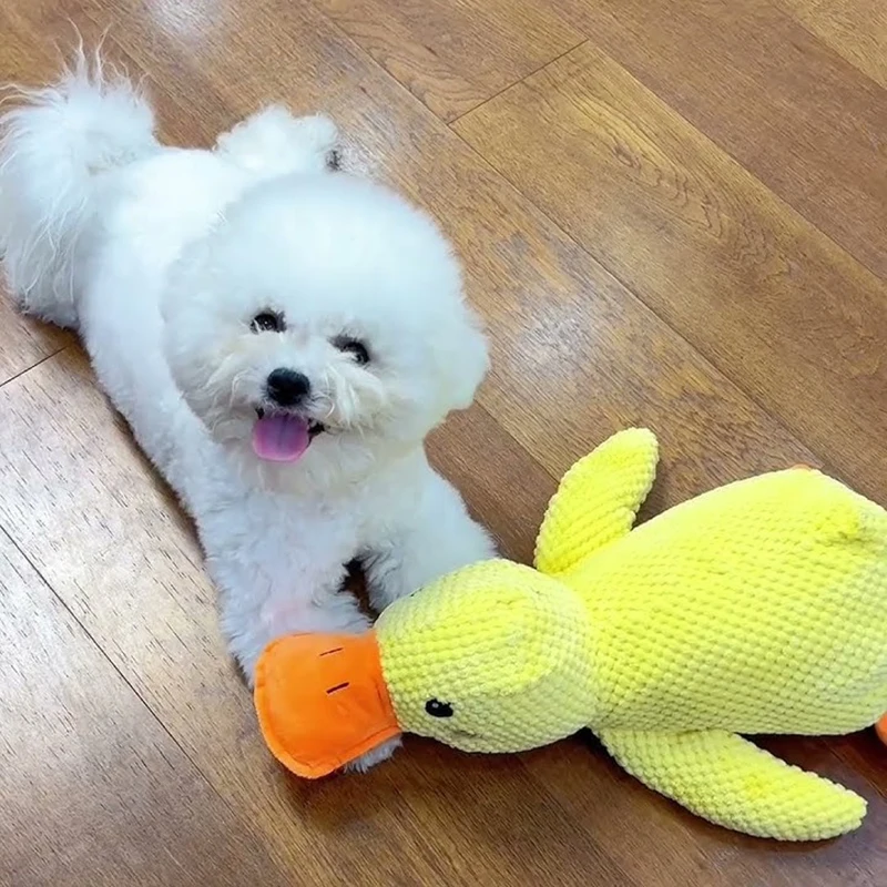 Calming Duck Dog Toys Quack Dog Duck Toy Durable Dog Squeak Toys Soft Plush Dog Chew Toy Indoor Alone Relief Bored Pet Supplies 4