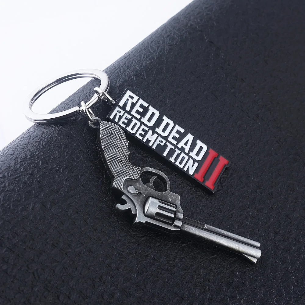 Game Keychain RDR2 Arthur Morgan Revolver Red Dead Redemption 2 Pendant Fans Gift Cosplay For Men Women Backpack Jewelry