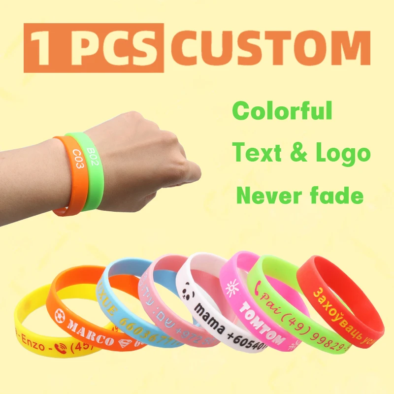 Custom Silicone Bracelets 1pc SOS ID Phone Number DIY Engraved Personalized Custom Wristband Gifts