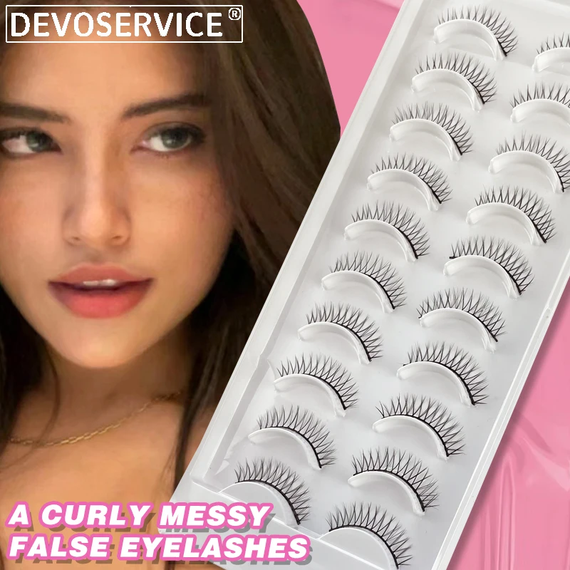 

False Eyelashes 10 Pairs Fluffy Curled Fake Eye Lashes Bulk Wholesale Dramatic Thick 3D Wispy Strip Faux Mink Eyelash Multipack