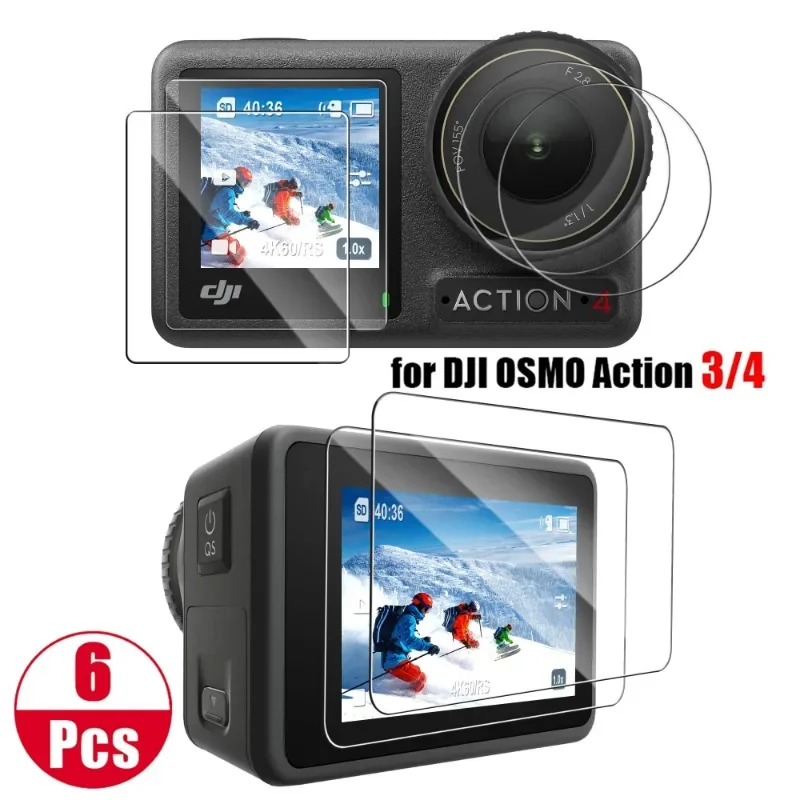Per Dji Osmo Action 3 4 Pellicola Protettiva Per Obiettivo In Vetro Temperato Anteriore Posteriore Per Accessori Per Fotocamere Dji Action 3 4