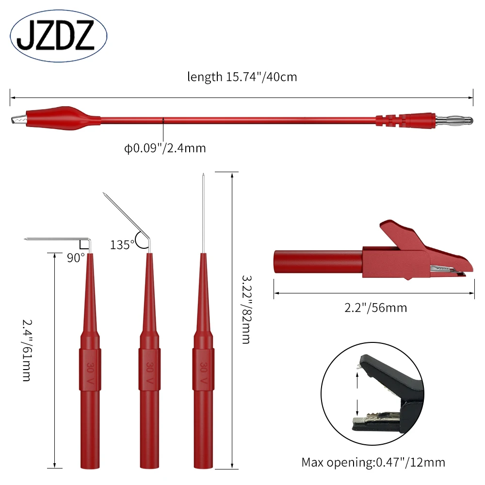 JZDZ Multimeter Test Lead Kit Alligator Clips to 4MM Banana Plug Test Probe Kit Electrical Tools 20pcs 25pcs 8006 multimeter test leads kits