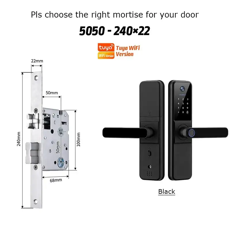 YRHAND H01 Fechadura Eletronica Tuya Wifi Digital Electronic Smart Door Lock With Biometric Camera Fingerprint IP66 Smart Lock - Image 11