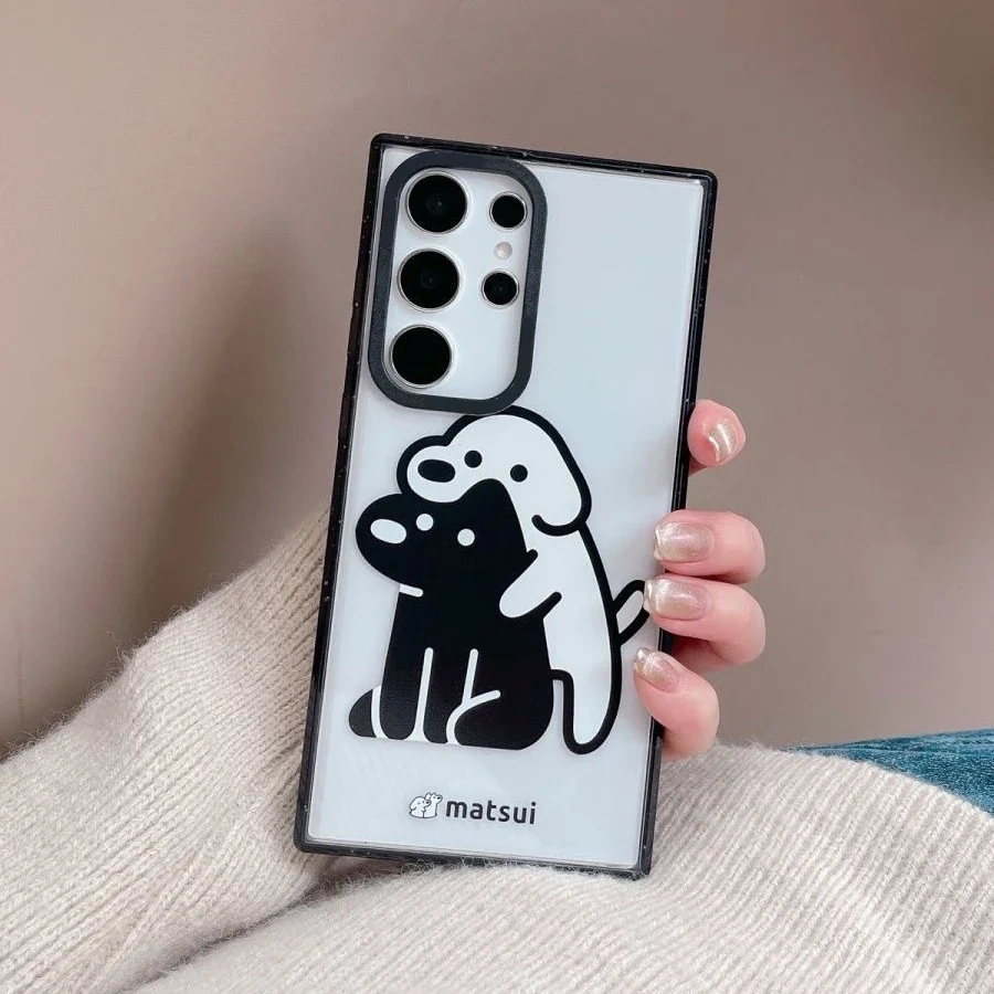 

Skateboard Dog Acrylic Black Border Case for Samsung Galaxy S24 S23 S22 Ultra S22+ S23+ S24 Plus Cover Protective Shell