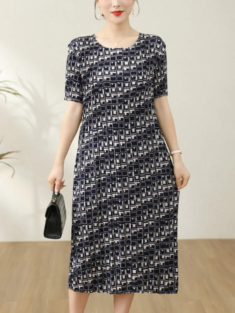 

Платье с коротким рукавом и принтом 2024 Летние повседневные эластичные облегающие длинные платья для женщин