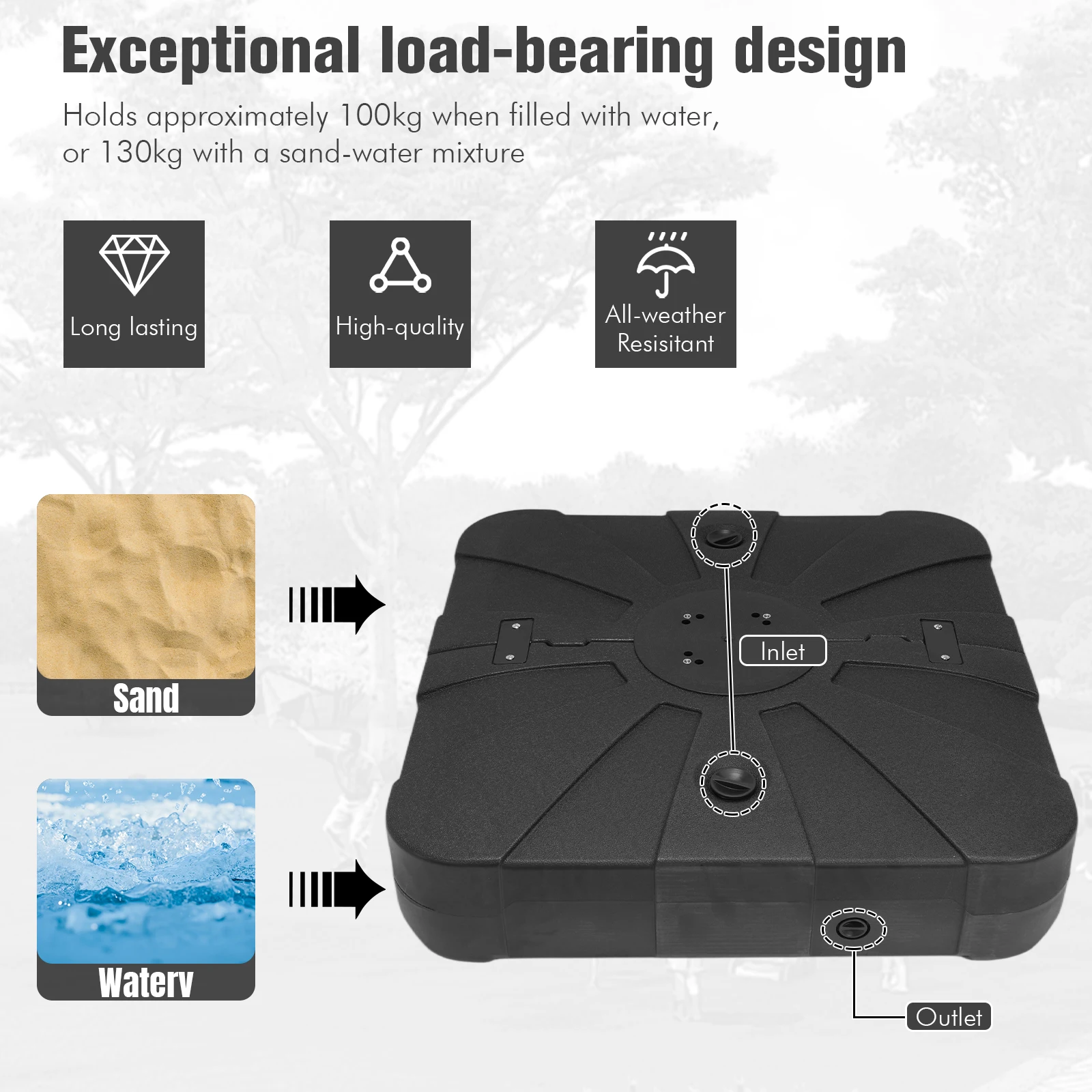 Cantilever Umbrella Base Fillable Stable Umbrella Stand with Wheels Convenient Sunshade Base Outdoor Patio Umbrella Holder