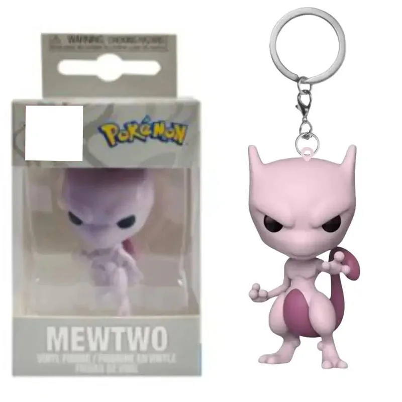 New Pokemon Pikachu Keychains Anime Charmander Squirtle Mewtwo Action Figure Toy Keyring Car Backpack Pendant Kids Birthday Gift