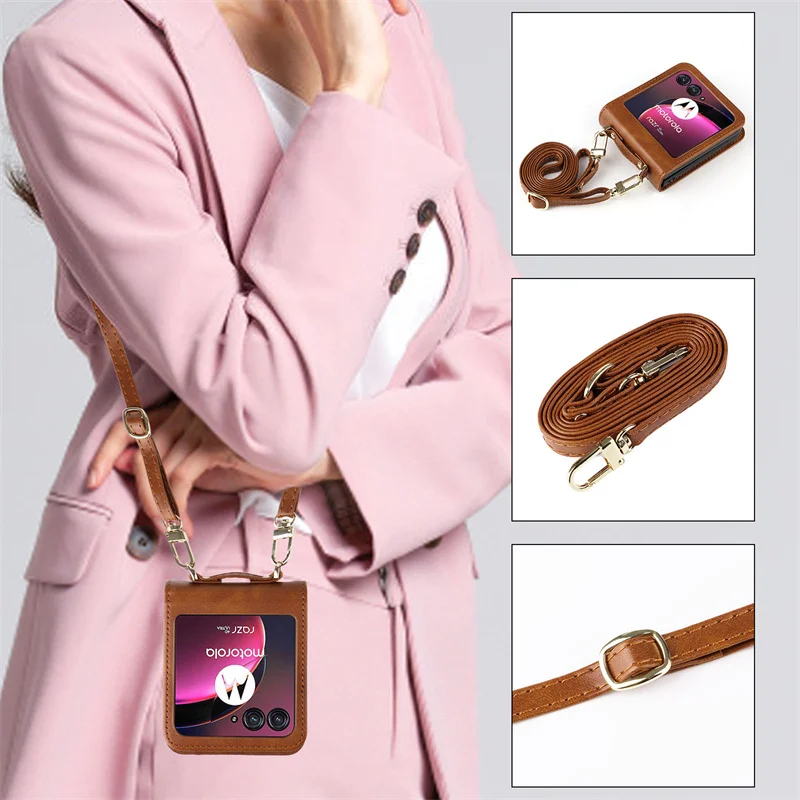 Per Motorola Razr 40 Ultra Moto Razr Plus Razr 4 2023 Custodia Custodia Tracolla Custodia Per Carte Custodia Pieghevole Antiurto