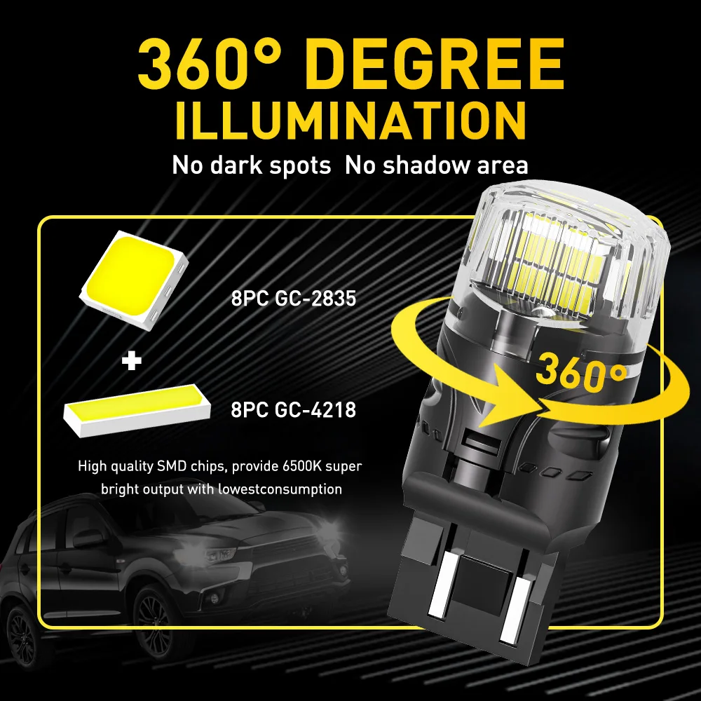 AUXITO T20 7443 LED  DRL  , ڵ  7440 W21W W21/5W LED  ĵ  , 12V, 2 