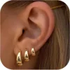 3Pairs Hoop Earrings Set for Women Gold Silver Plated Earring Hypoallergenic Small Huggie Hoops Lightweight Hoop Earrings Stack