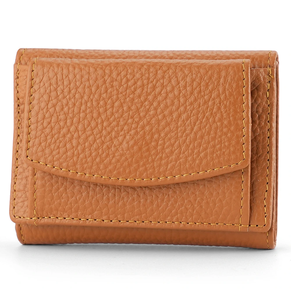 Fashion Women Wallet Short Genuine Leather Female Coin Purse Wallet Card Holder Luxury Trifold Design Purse Money Bag Quality