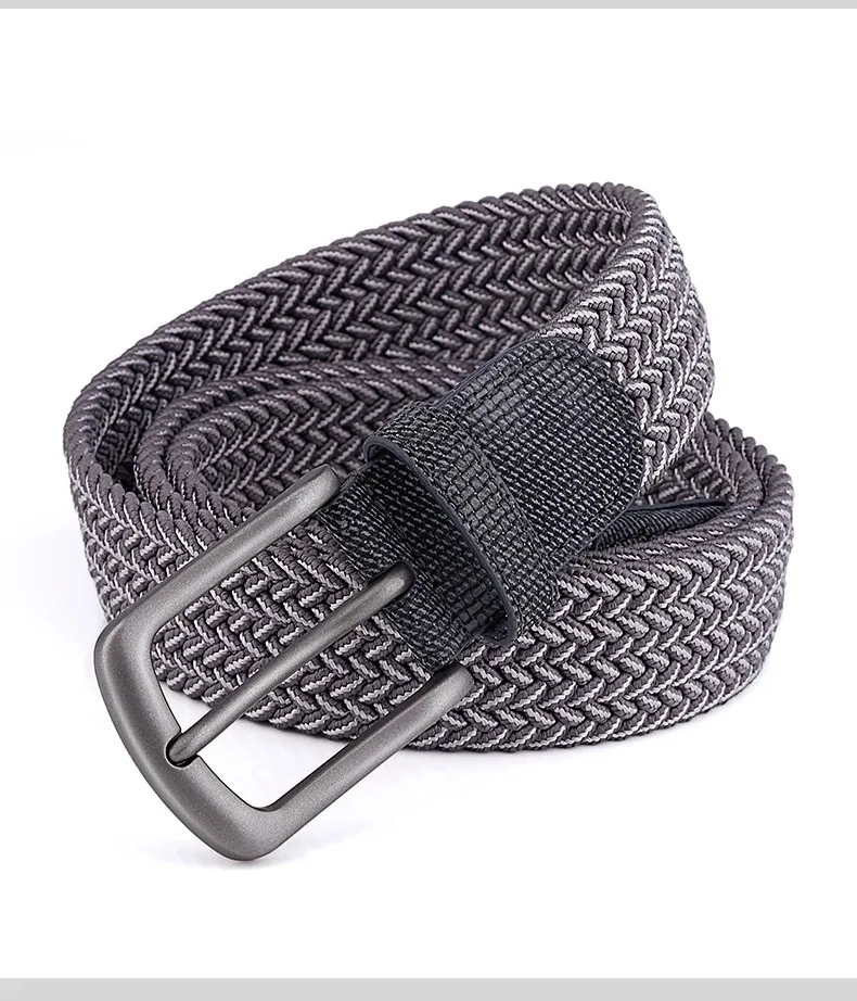 Men Belt Canvas Woven Belt Any-elastic Stretch Belt For Boys Young Versatile Pants Jeans Pin-buttoned Fashion Belt