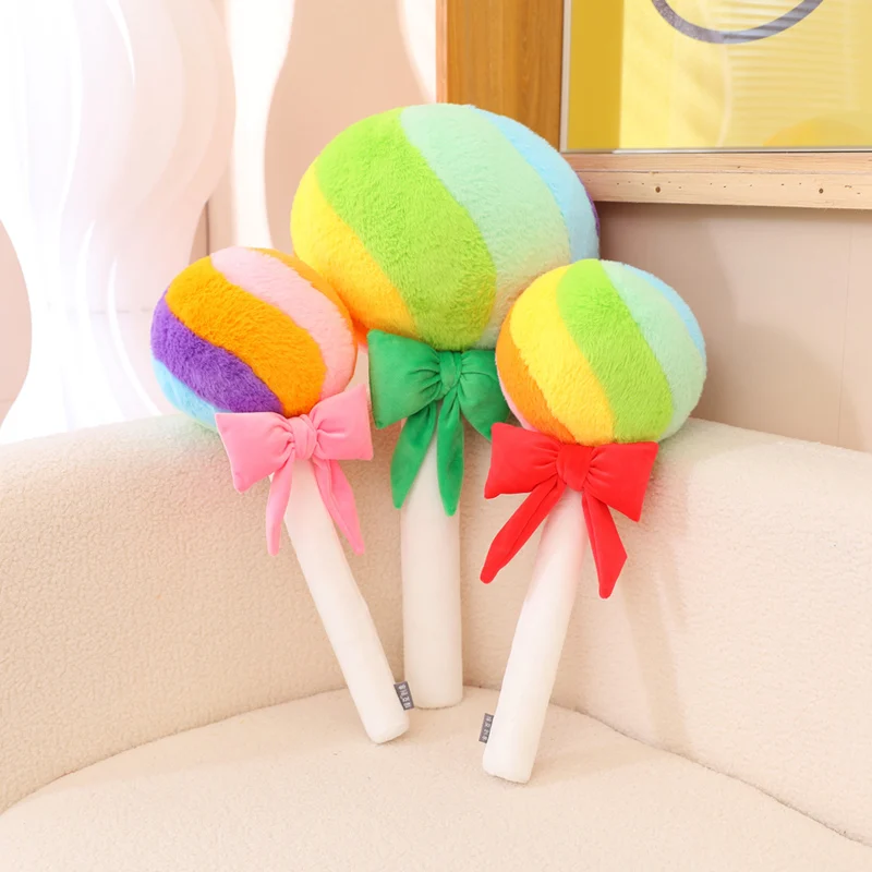 Creative Candy Doll Soft Stuffed Cartoon Lollipop Plush Toy Colorful Sweet Girls Bedroom Sofa Pillow Cushion Birthday Gift