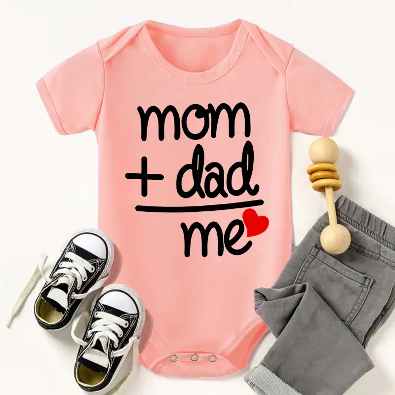 Dad Plus Mom Equals Me Funny Letter Baby Onesies Baby Boys Girls Romper Infant Clothing Newborn Costume Clothes