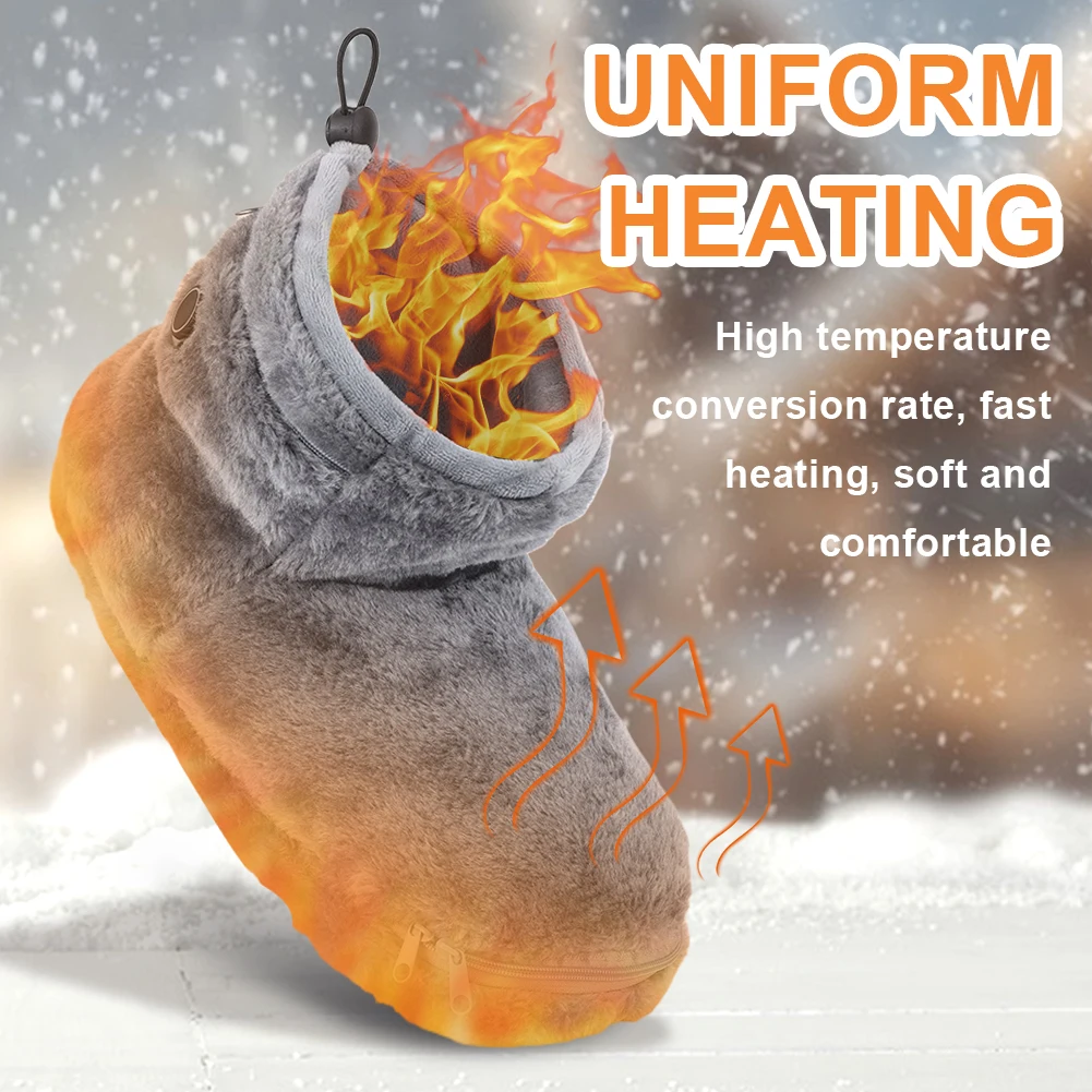 USB Heater Foot Shoes Winter Warm Snow Boots Comfortable Plush Warm Electric Slippers Electric Heated Shoes for Women Men