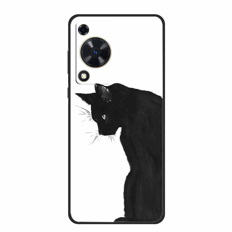 Cute Cartoon Cat Black Silicone Soft Phone Case -  Back Cover