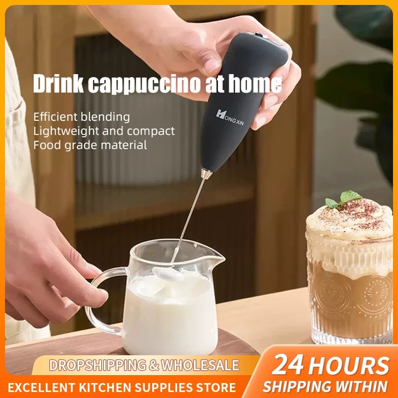 Dropship Electric Milk Frother Handheld With Stainless Steel Stand