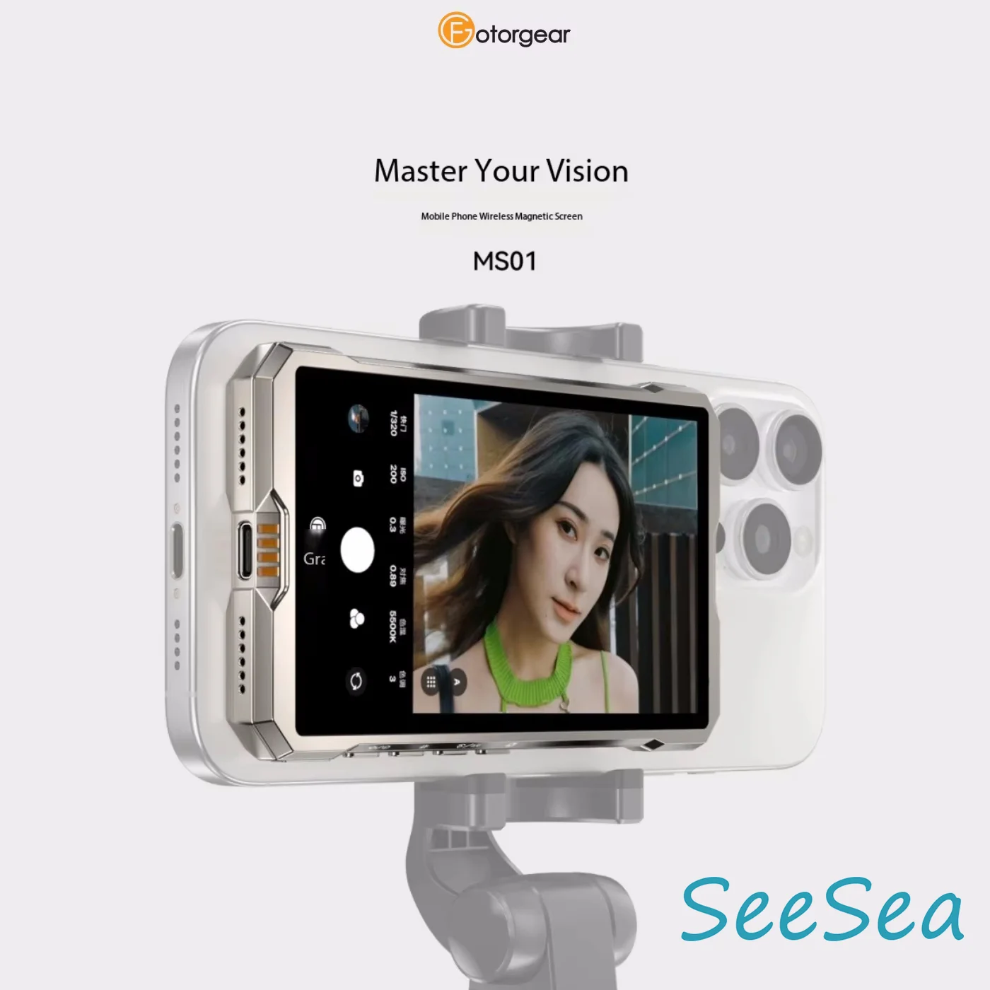 Fotorgear MS01 Magnetic Phone Selfie Monitor Screen for Smartphone Rear Camera Selfie Vlog Live Stream