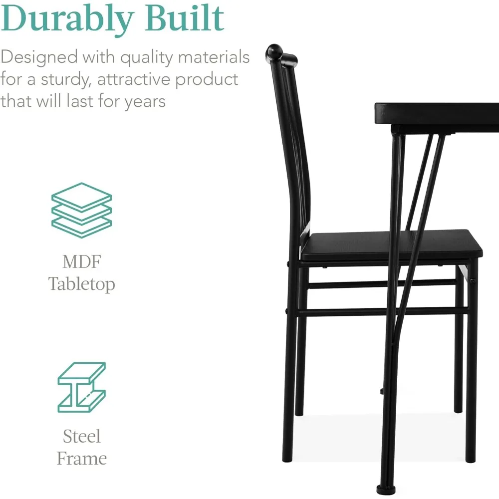 3-Piece Dining Set Modern Dinings Table Set, Metal and Wood Square Dining Table for Kitchen, Dining Room, Dinette 3