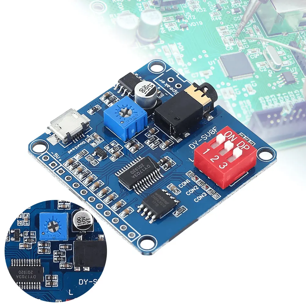 Voice Playback Module MP3, Voice Afspelen Board MP3 UART I/O Trigger Versterker Klasse D 5 W SD/TF-kaart Spelen Seriële Poort Controle Afspelen Compatibel voor