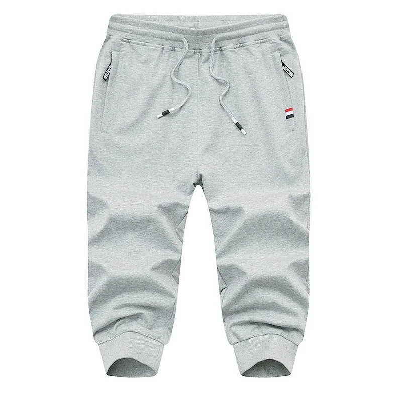 Men's Knitted Sports Pants Cotton Leisure Athletic Seven-cent Pants 3/4 Cropped Trousers Running Pants Men Fitness Sweatpants 5