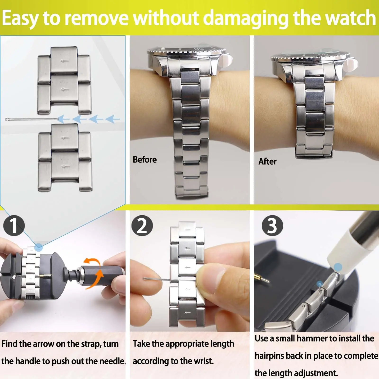 Watch Band Link Removal and Adjustment Tool Kit