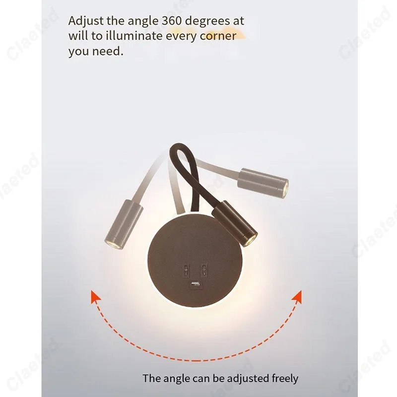 LED Flexible Gooseneck Wall Lamp USB with Switch Adjustable Angle Bedroom Bedside Wall Lamp Corridor Decorative Lighting Fixture led light led wall lamp wall light