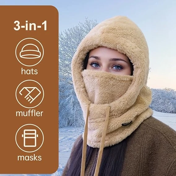 Winter Warm Balaclava Hat Thermal Windproof Ski Hood Motorcycle Face Cover Polar Fleece Adjustable Cycling  Full Face Mask Cover