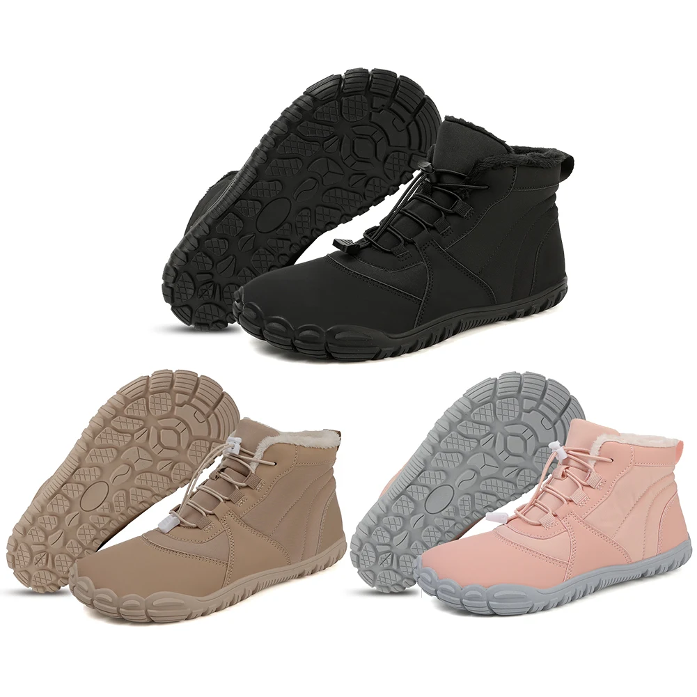 Winter Snow Boots Barefoot Hiking Shoes Waterproof Cold-Proof Trekking Shoes Lightweight Warm Lined Booties for Men Women 2