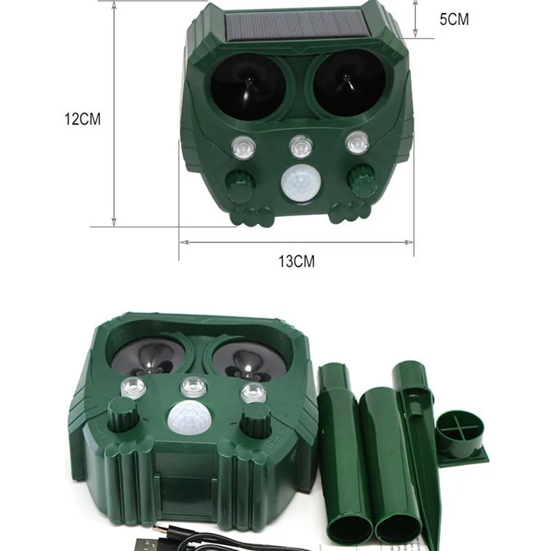 Ultrasound Repellant Cat Dog Solar Powered Rechargeable Garden Waterproof