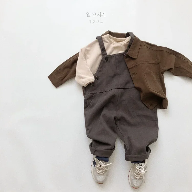 Korean Autumn Winter Kids Boys Coat Long Sleeve Solid Buttons Pocket Children Boys Jacket Vintage Polo Toddler Coat