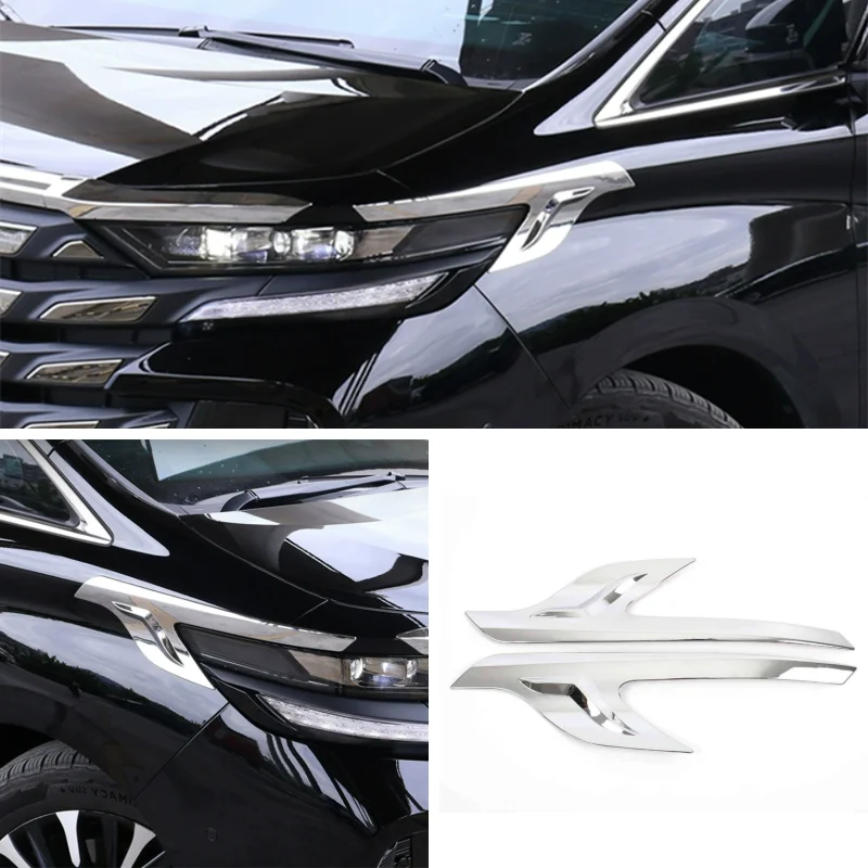 

For Toyota ALPHARD VELLFIRE 2024 Exterior Accessories Headlights Eyebrow Eyelids Chrome Cover Trim 2PCS/SET