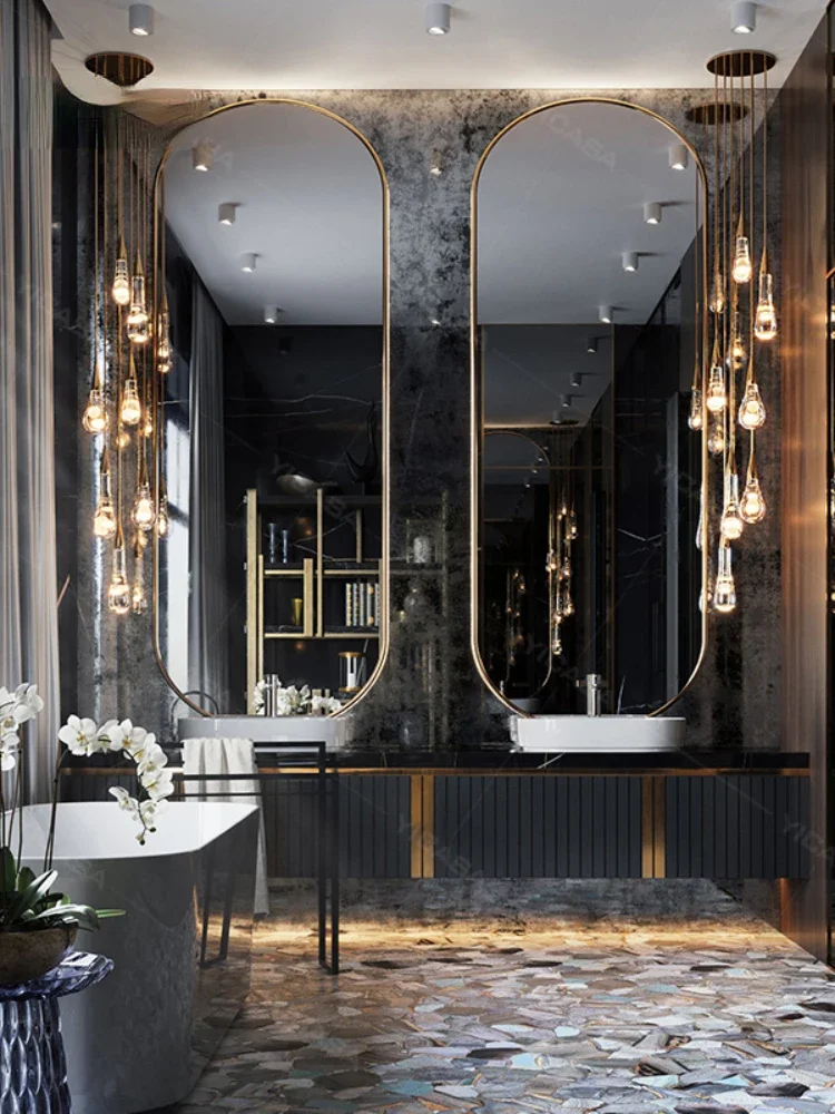 new design luxury hotel villa project black bathroom vanity bathroom furniture wash basin cabinet