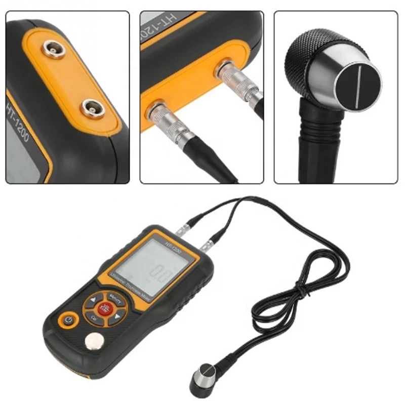 HT-1200 LCD Ultrasonic Thickness Gauge Meter High Precision Steel Thickness Tester 1.2-225mm Range 0.1mm Resolution Diagnosti
