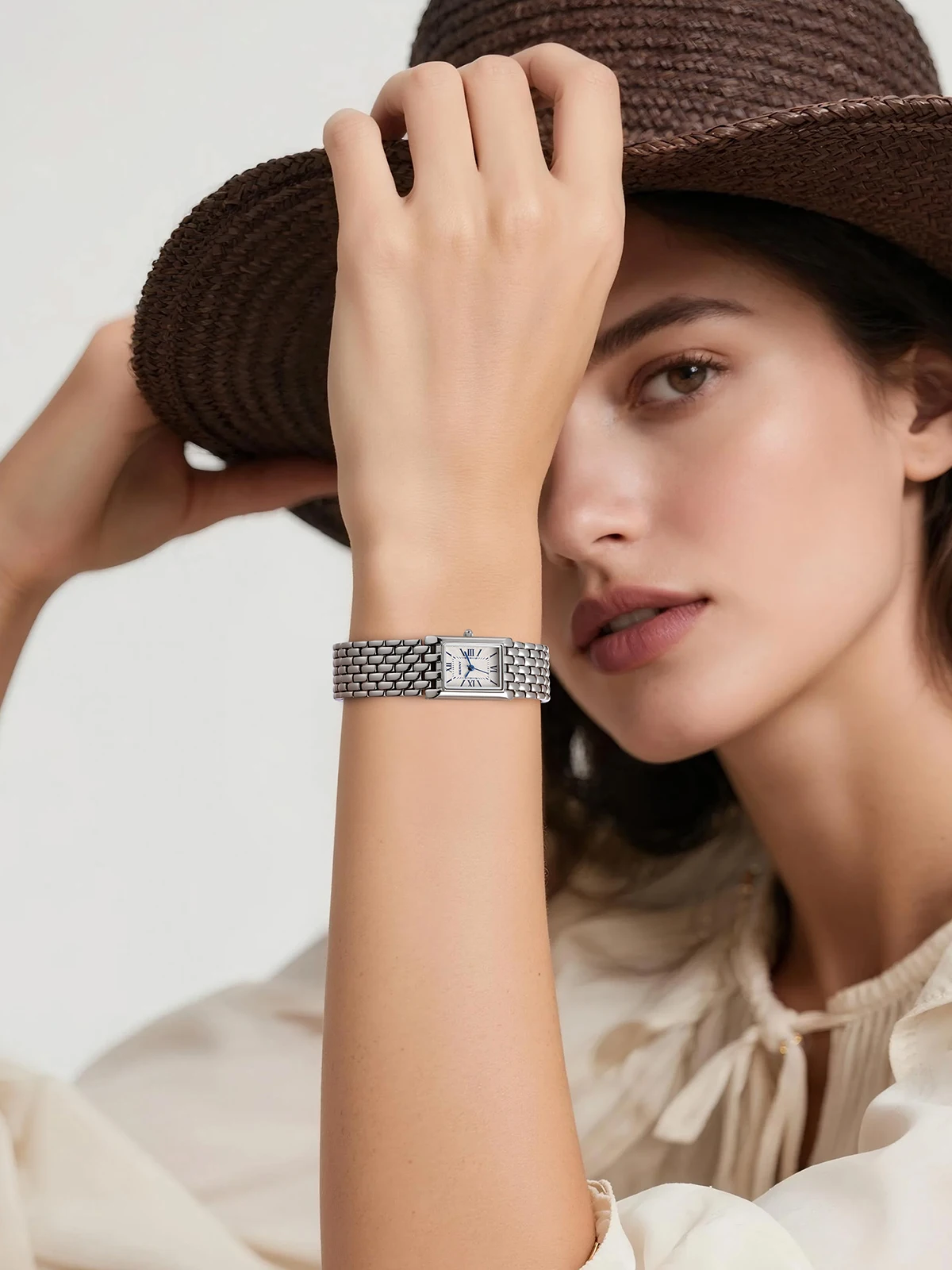 BERNY Uhren für Damen, modisch, luxuriös, rechteckig, lässig, Quarzuhr, massiver Edelstahl, wasserdicht, Mädchen-Armbanduhr – Detail 12