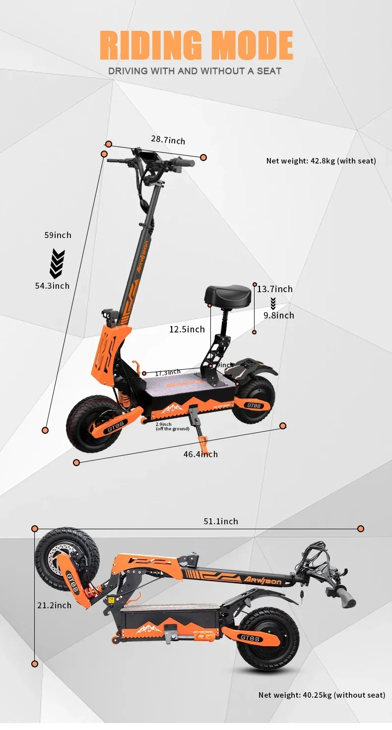 Electric scooter 6000W Powerful motor high-speed scooter 60v27ah Battery 11in Adults off-road vacuum tires remote E