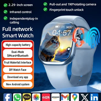 VP29 Pro 5G LTE Smartwatch Touch ID WIFI GPS NFC Smart Watch Men Women With 180° Roatting Camera 4G/5G Sim Card Slot Video Call 1