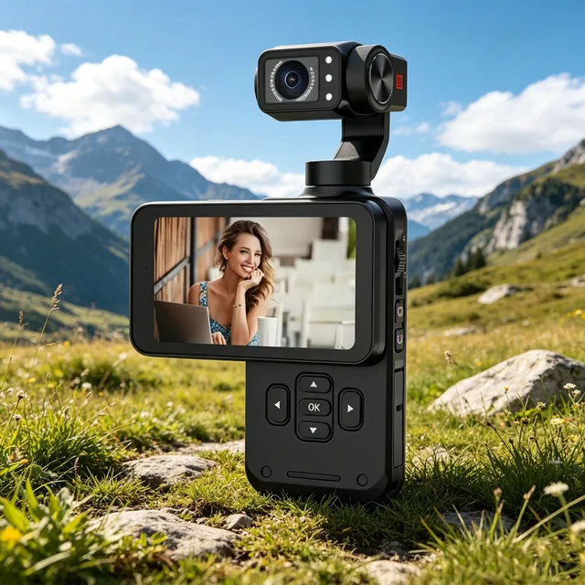 4K Action Camera 4K Handheld Pocket Digital Camcorder 3-axis Gimbal Stabilization IR Night Vision Vlog Videos Camera Storp card 1