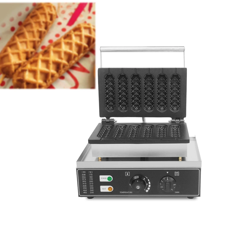 Macchina Per Salsicce Per Waffle Elettrica Commerciale Muffin Corn Dog Waffle Stick Maker Antiaderente 6 Pezzi Macchina Per Hot Dog