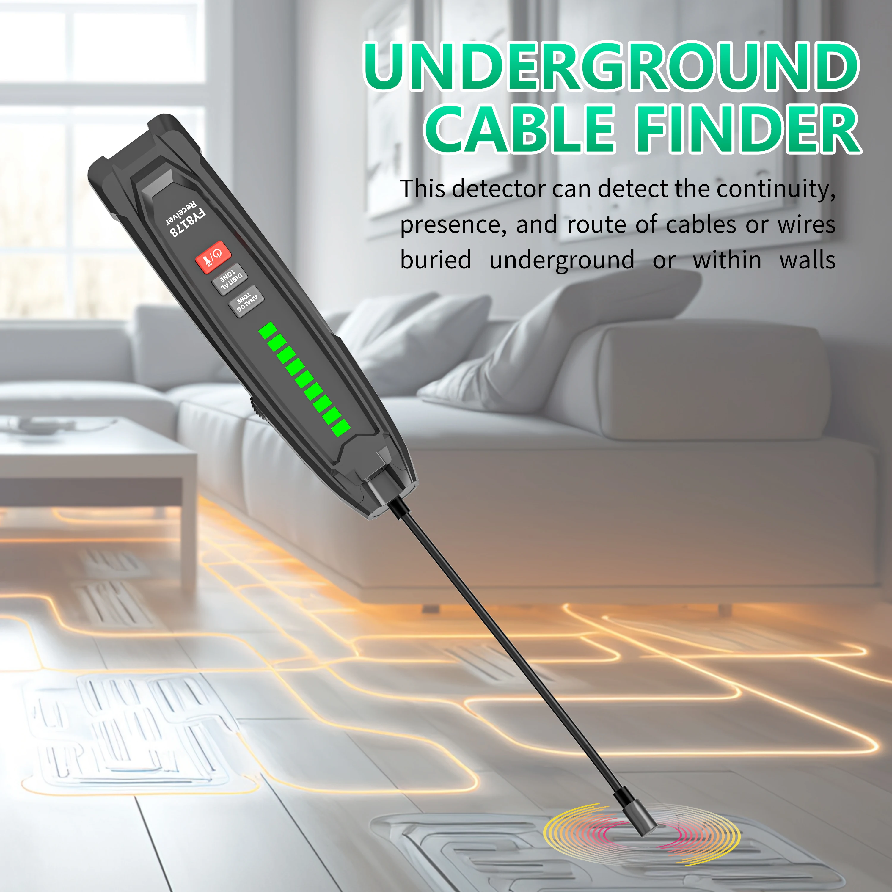 MASTFUYI FY8178 Professional Underground Line Detector Wall Line Finder Wire Tracker Cable finder Metal line Locator Continuity 2