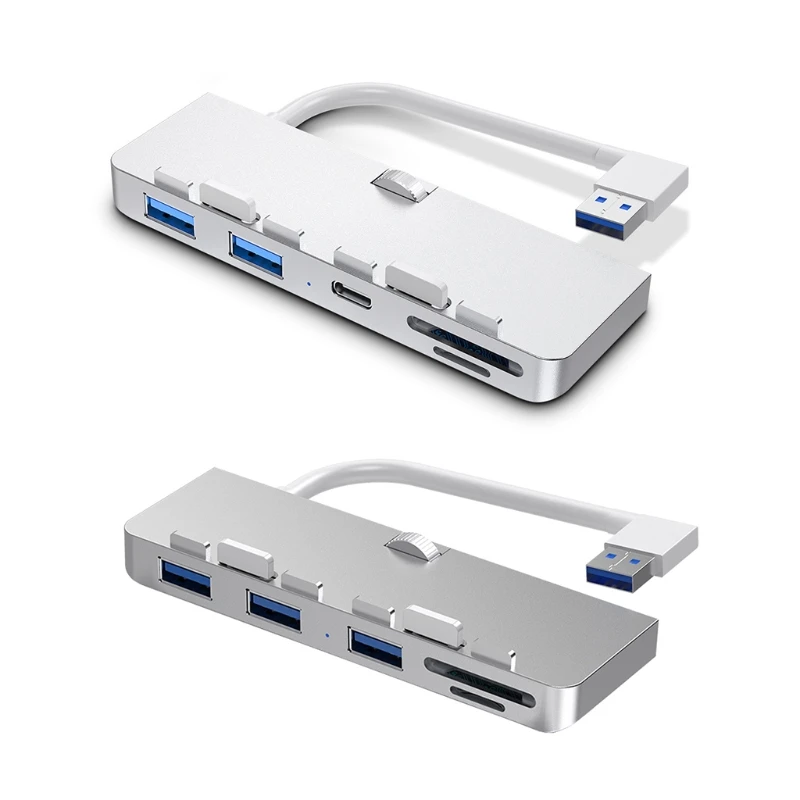 Rocketek USB3.0 Hub Splitter 5Gbps Fast USB/Type C Adapter Docking Station with Card Reader 5 in 1 USB C SSD P9JB