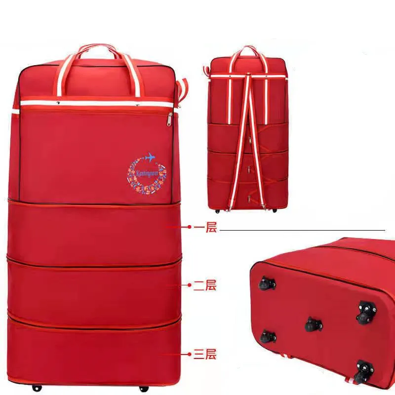 110cm48cm28cm Men Travel Bags Oxford Airline Checked Bag Foldable Luggage Moving Storage Bag Large Travel on Wheels