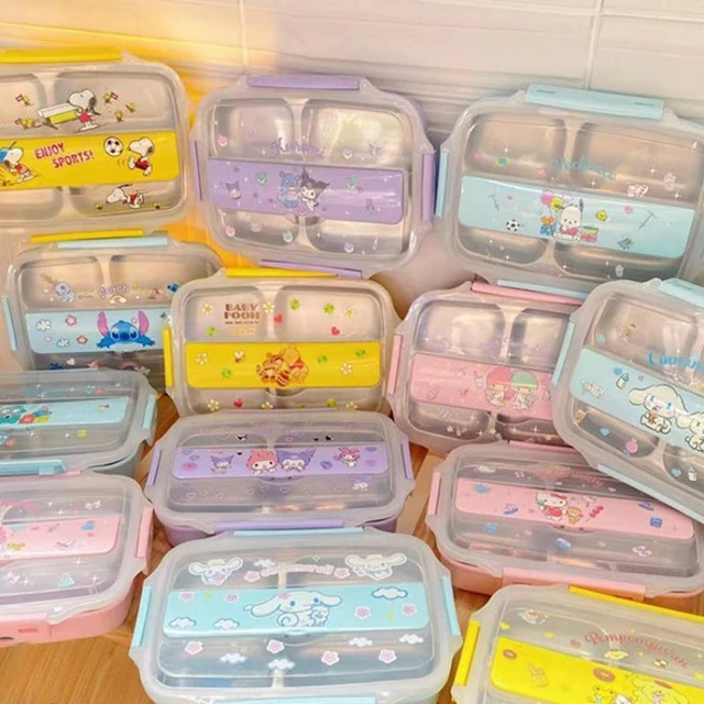 Anime Sanrio Hello Kitty Cinnamoroll Cartoon Bento Box Anime My Melody  Pompompurin Stainless Steel Portable Fresh Lunch Box - AliExpress