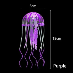 Luminescent Silicone Jellyfish Aquarium Decor - Glowing Floating Ornament for Underwater Landscaping (Purple)