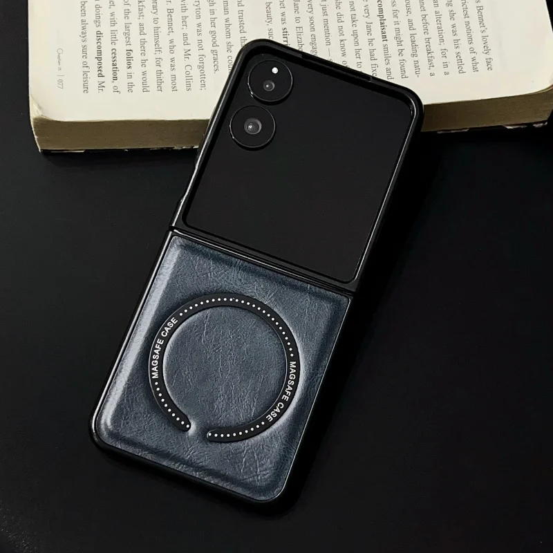 Retro Plain Vegan Leather Case with Magnetic Ring - Protective Back Cover
